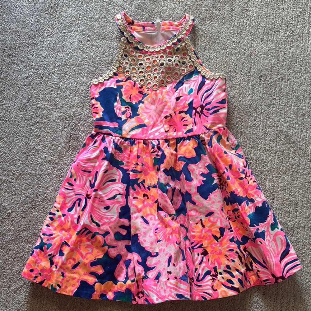 Lilly Pulitzer Pink and Orange Cut Out A-line Sundress